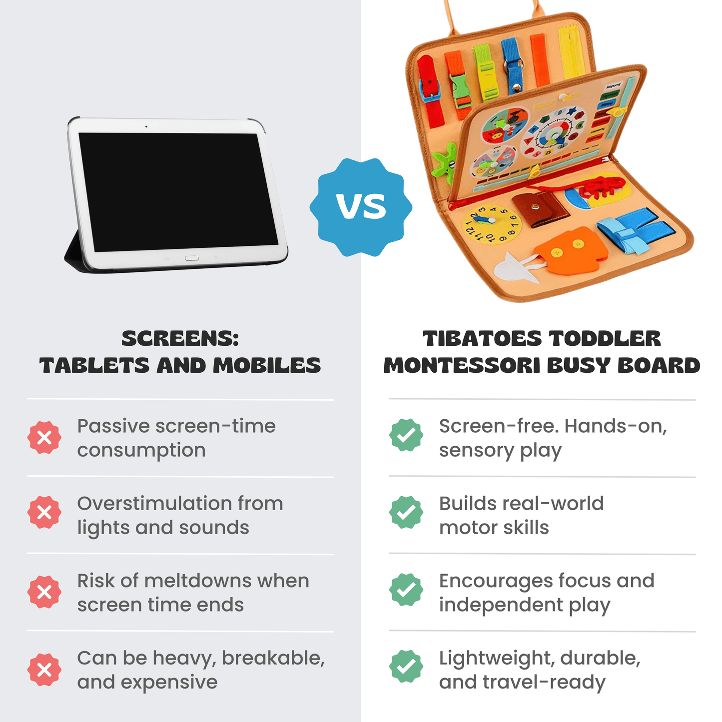 TibaToes™ Toddler Montessori Busy Board