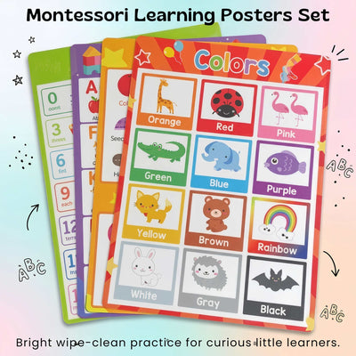 TibaToesβ’ Montessori Learning Posters: 20-Piece Educational Wall Chart Set for Toddlers & Preschoolers