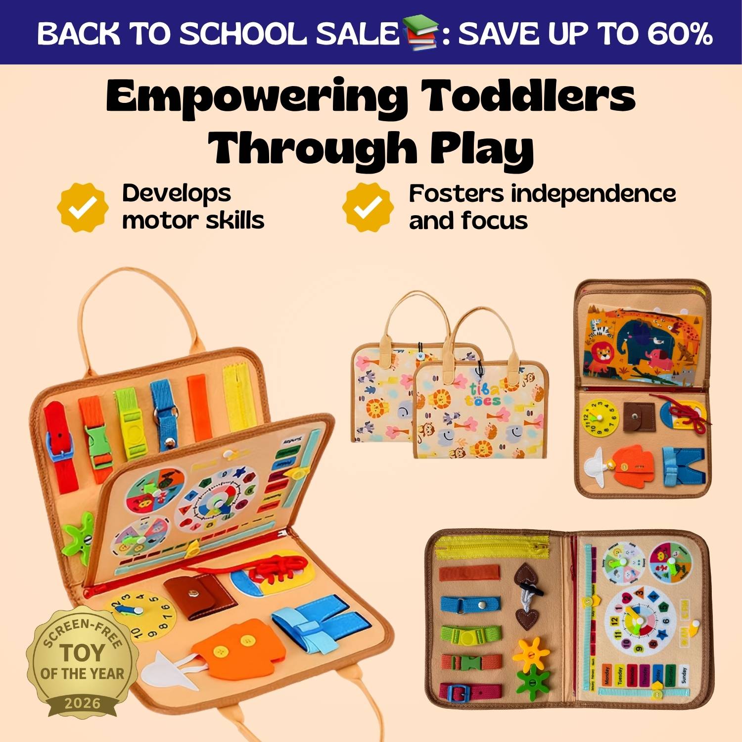 TibaToes™ Montessori Busy Board