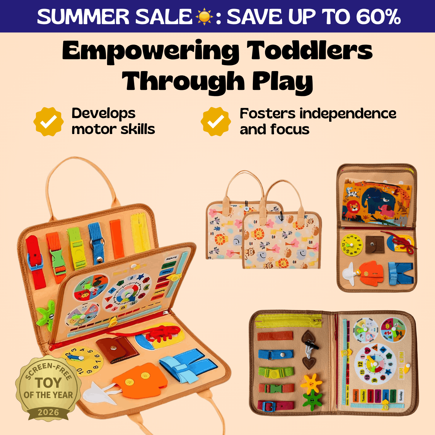 TibaToes™ Montessori Busy Board