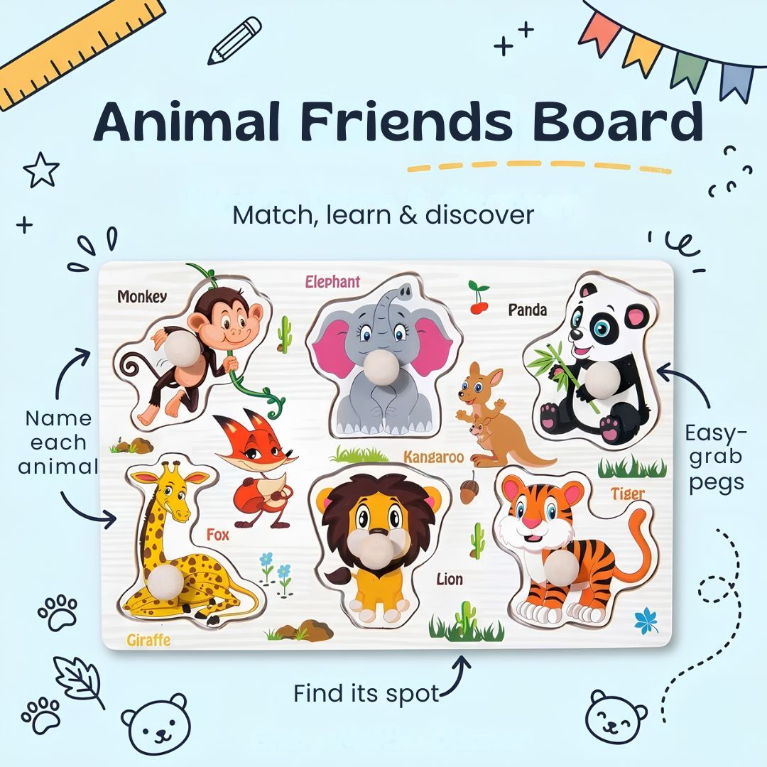 TibaToes™ Wooden Match & Learn Puzzle Board