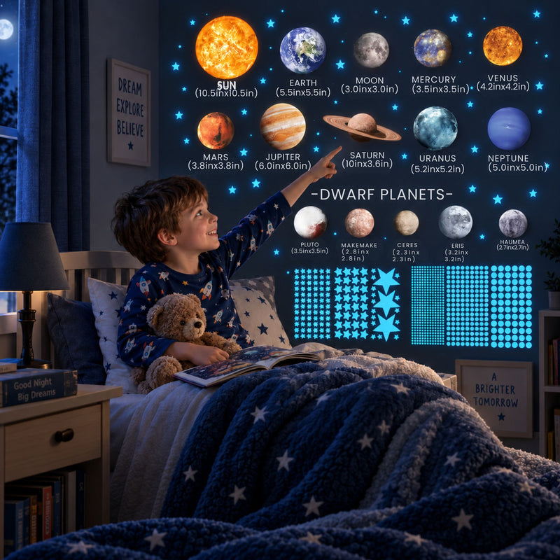 TibaToes™ Glow-in-the-Dark Space Sticker Set