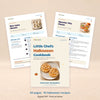 Little Chefs Halloween Cookbook digital PDF, with the cover and actual Boo-nana Ghosts and Monster Pita Pizzas recipe pages. 20 pages and 10 recipes.