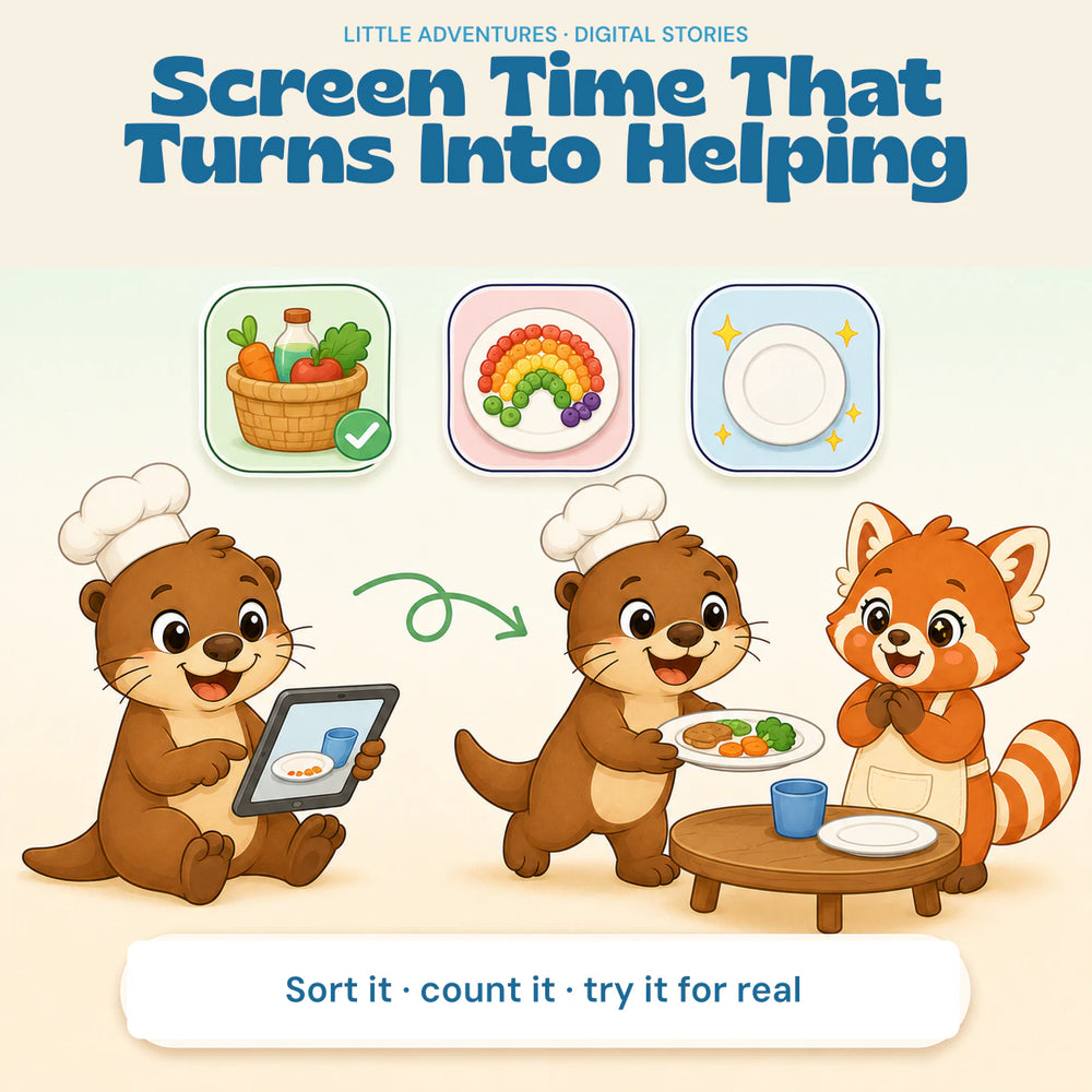 Theo & Suri's Little Chef, digital story adventures, with the original characters and artwork preserved. Gallery image 4.