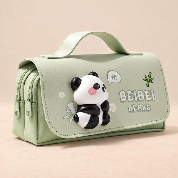 BuddyPack Large Pencil Case. Clean product photograph on a warm beige studio surface.