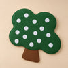 Green tree-shaped felt activity board with white attachment patches, board only.