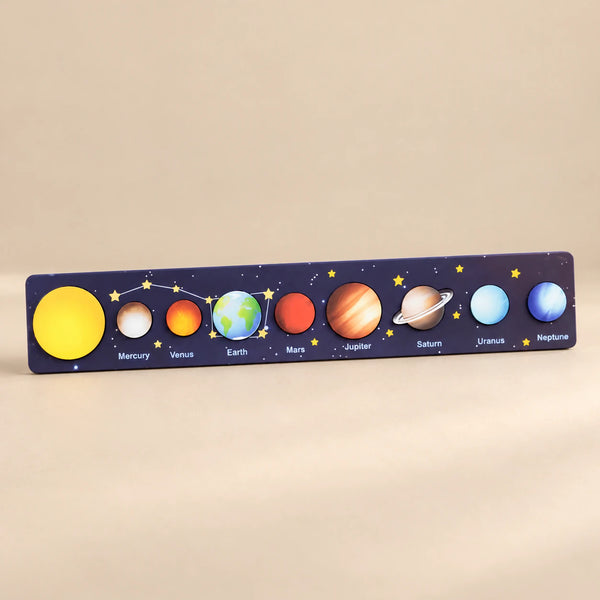 Dark Purple solar system puzzle strip with the Sun and eight planet pieces.