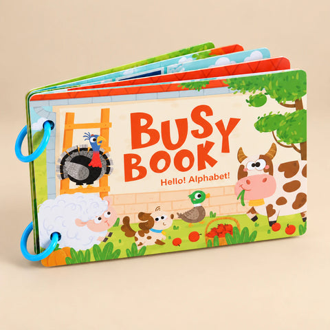 Montessori Busy Book in the farm theme, assigned to the existing Cherry Red option.