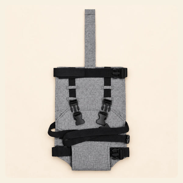 Soft Grey Harness shown alone on warm beige, with the actual product construction preserved.