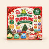 Classic Dumpling Calendar illustrated Christmas dumpling calendar box on a warm beige background.