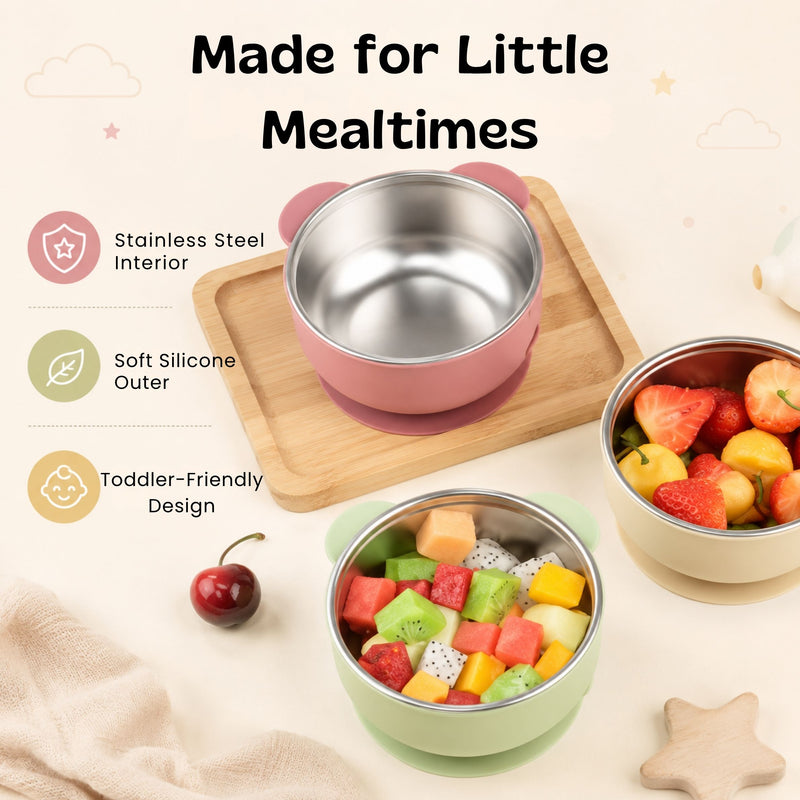 TibaToes™ BearGrip Stainless Steel Suction Bowl