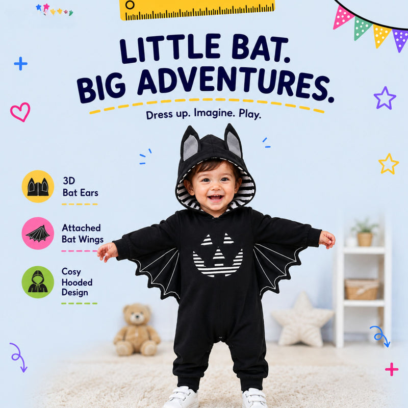 TibaToes™ Little Bat Hooded Romper