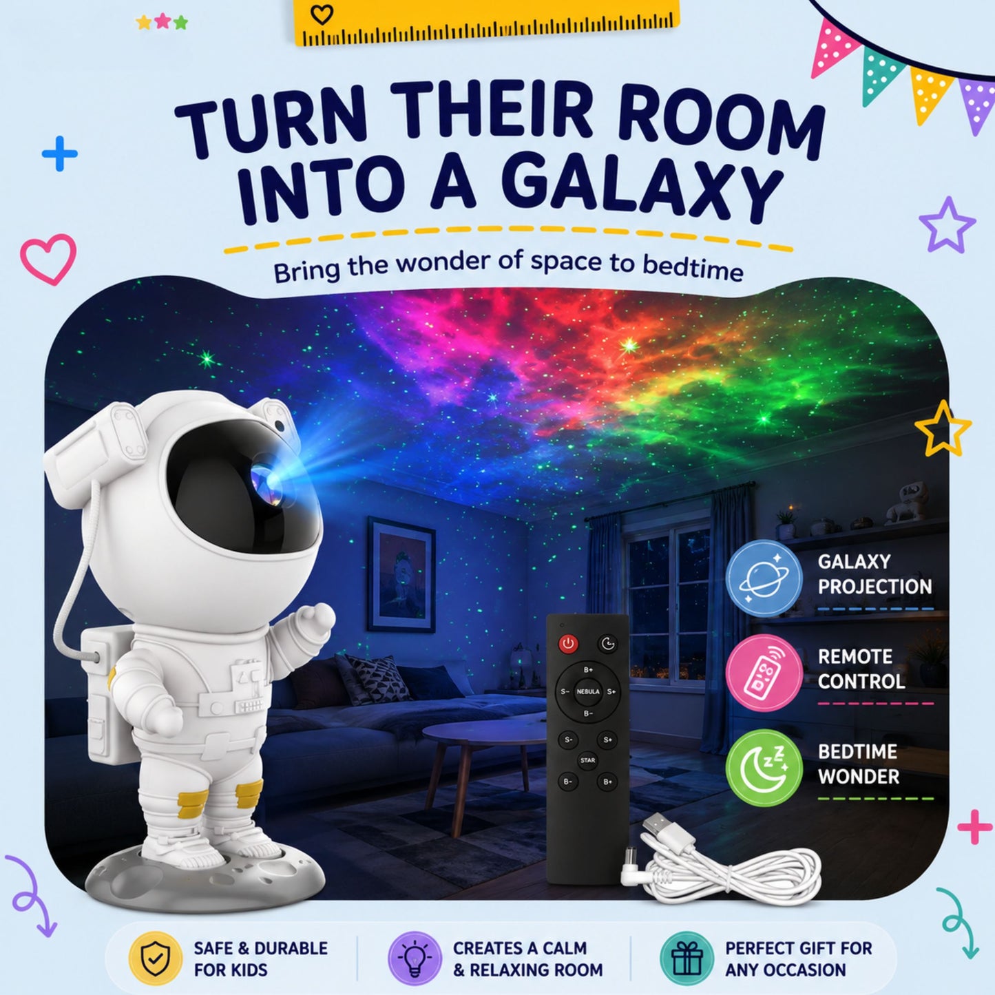 TibaToes™ Astronaut Galaxy Night Light Projector