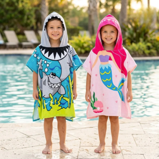 TibaToes™ Kids Hooded Beach Poncho Towel (3-8 years)