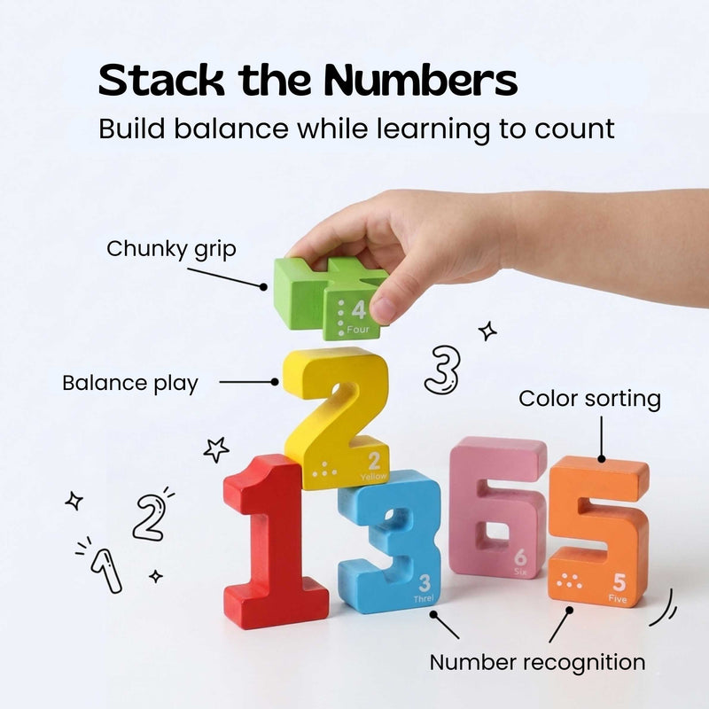 TibaToes™ StackNum Wooden Number Blocks