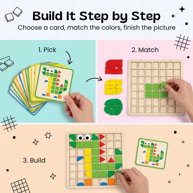 TibaToes™ MosaicMind Pattern Puzzle Board