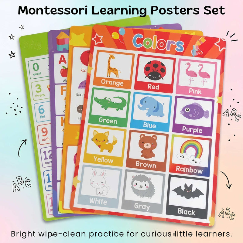 TibaToes™ Montessori Learning Posters: 20-Piece Educational Wall Chart Set for Toddlers & Preschoolers