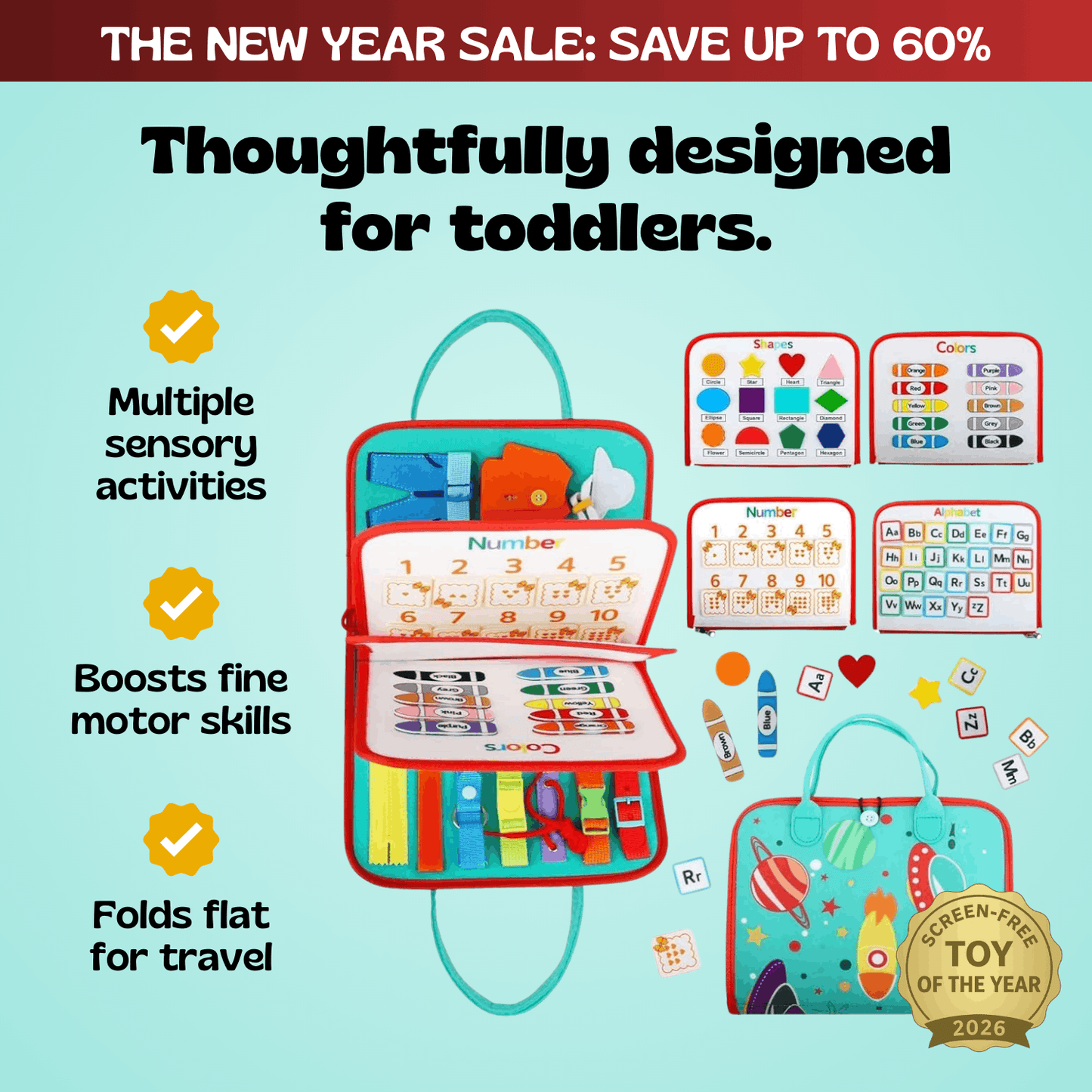 TibaToes™ Montessori Busy Board