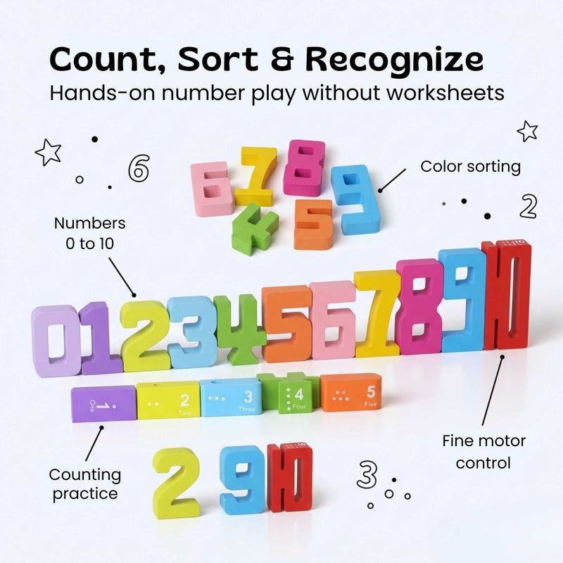 TibaToes™ StackNum Wooden Number Blocks