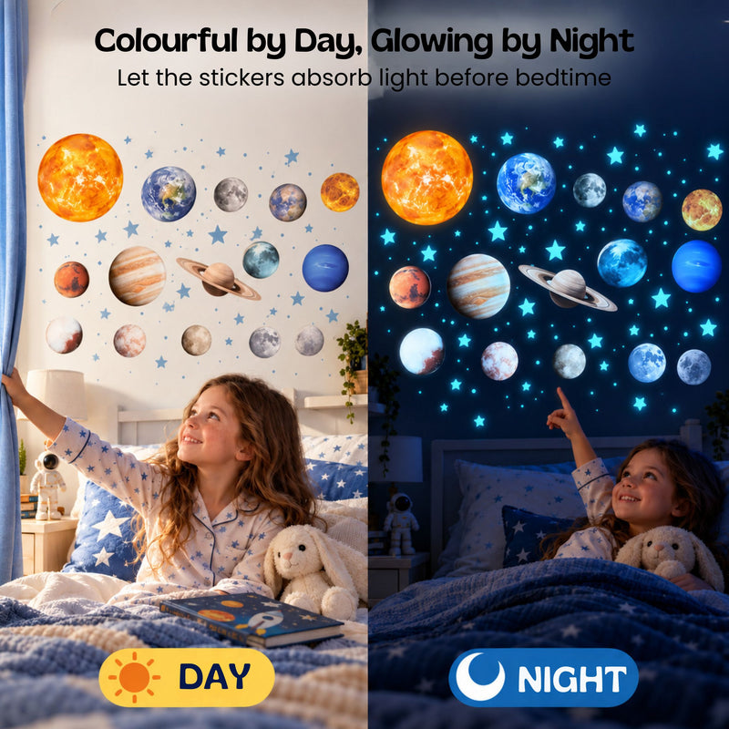 TibaToes™ Glow-in-the-Dark Space Sticker Set