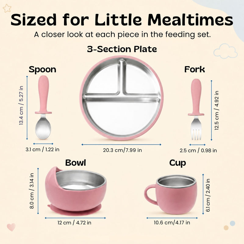 TibaToes™ LittleDine Stainless Steel Baby Feeding Set