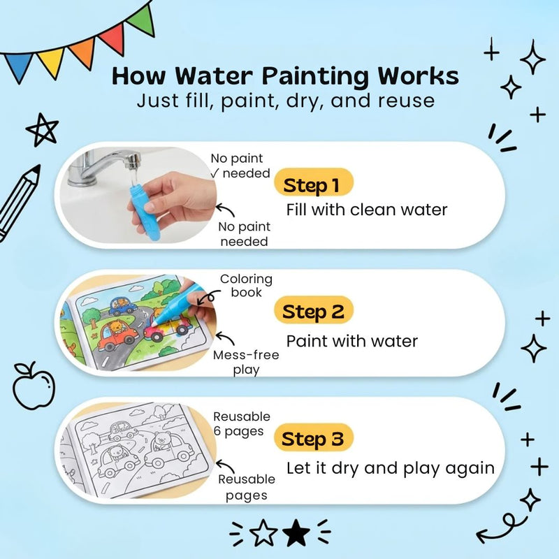 TibaToes™ Reusable Water Painting Book
