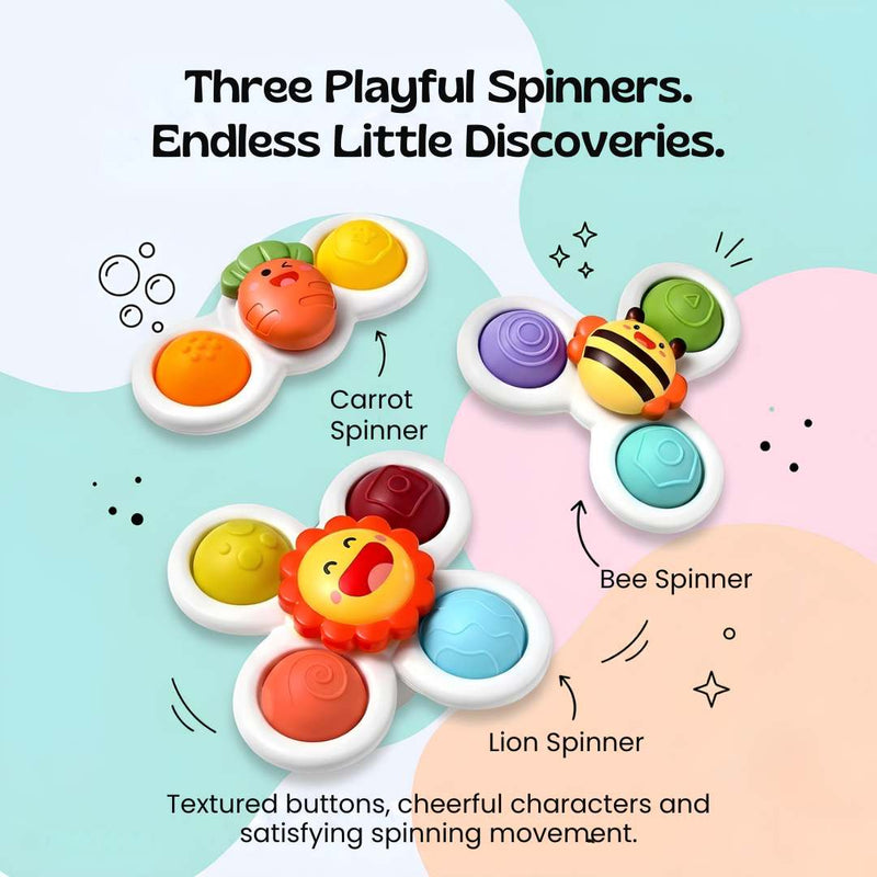 TibaToes™ Montessori Texture Spinning 3-Piece Set