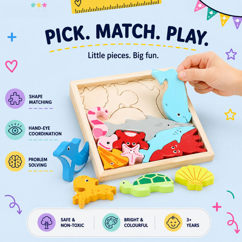 TibaToes™ Wooden Tangram Puzzle Board