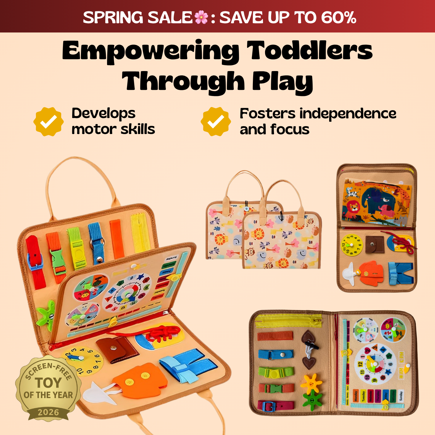 TibaToes™ Montessori Busy Board