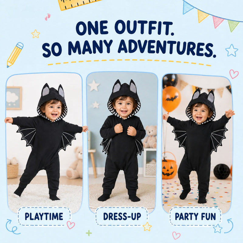 TibaToes™ Little Bat Hooded Romper