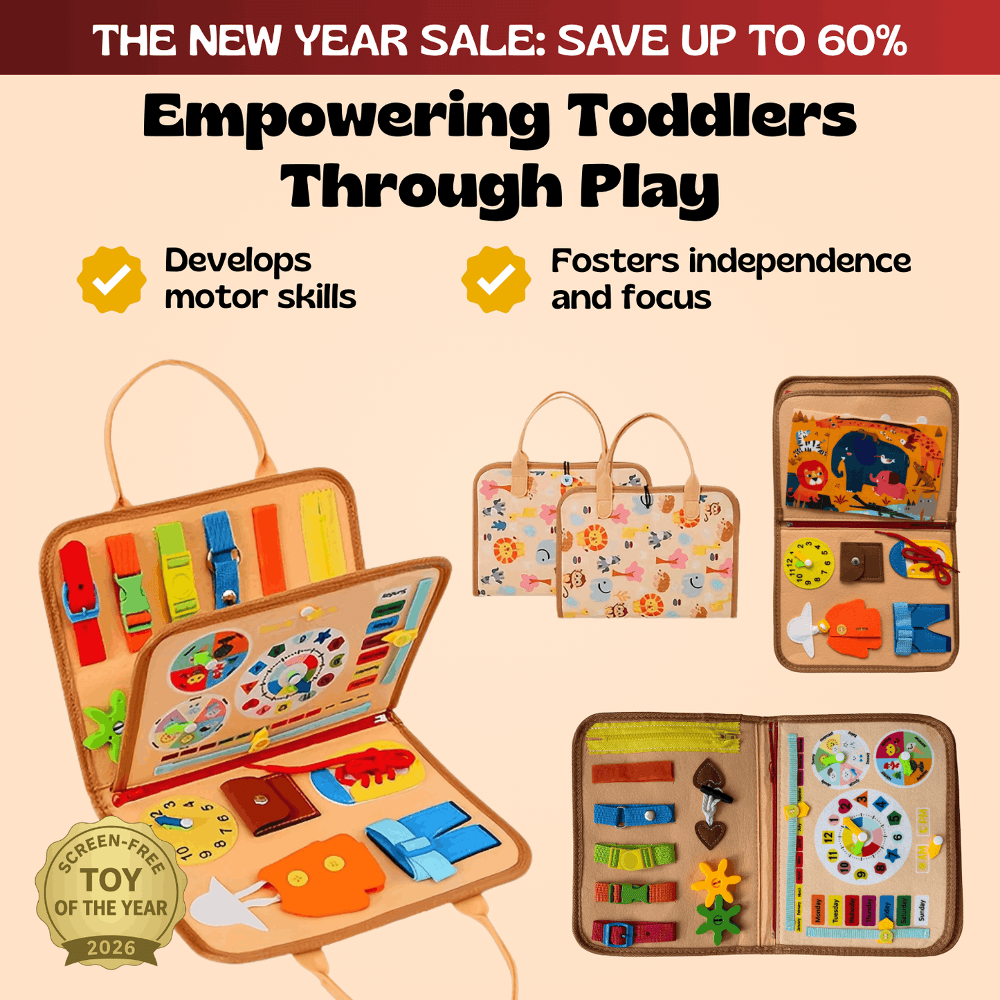 TibaToes™ Montessori Busy Board