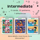TibaToes™ Find the Difference Cards: Reusable Concentration Training Game for Toddlers & Kids (3 Levels)