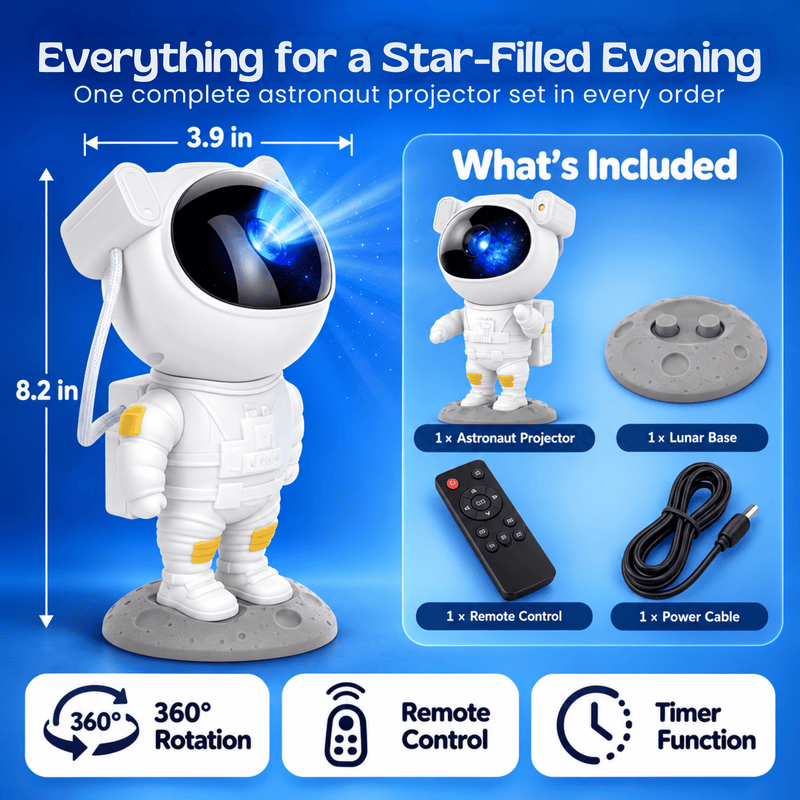 TibaToes™ Astronaut Galaxy Night Light Projector