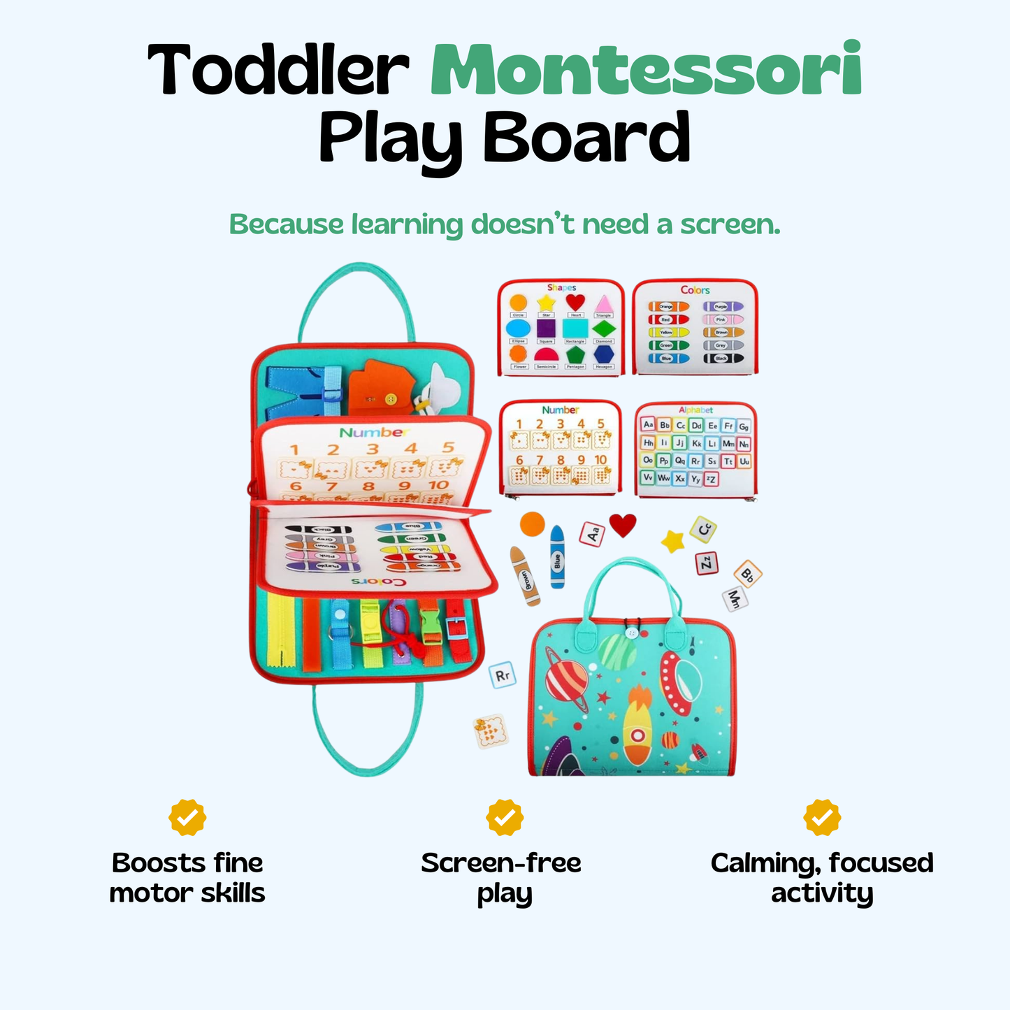 TibaToes Toddler Montessori Play Board