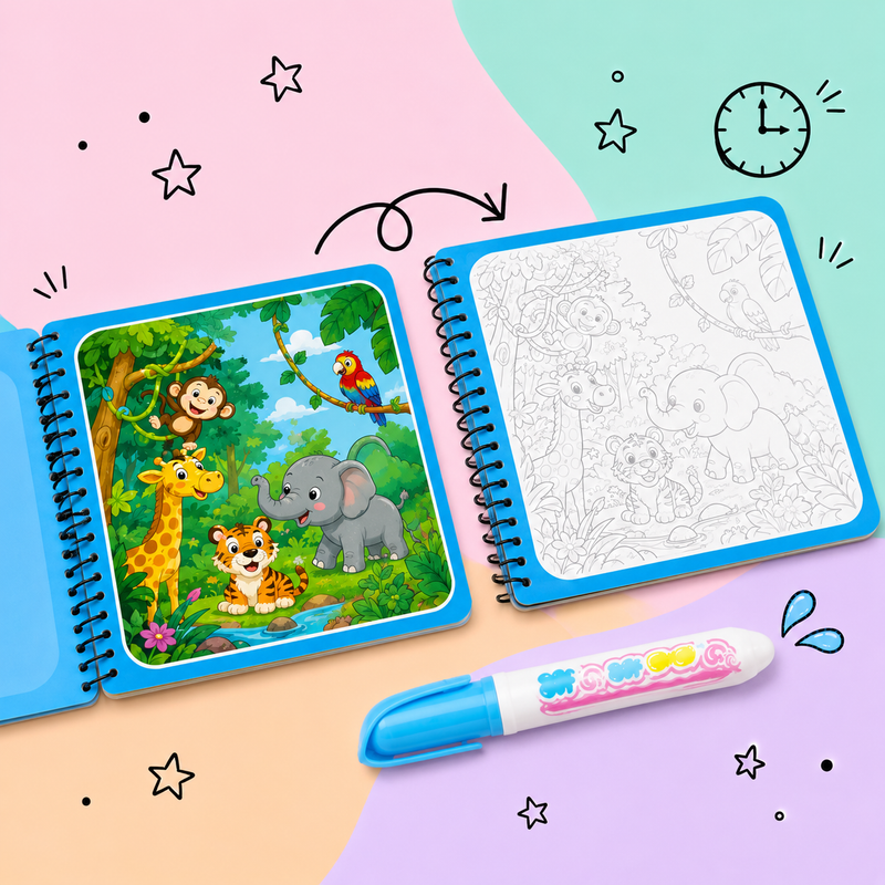 TibaToes™ Mess-Free Reusable Water Coloring Books