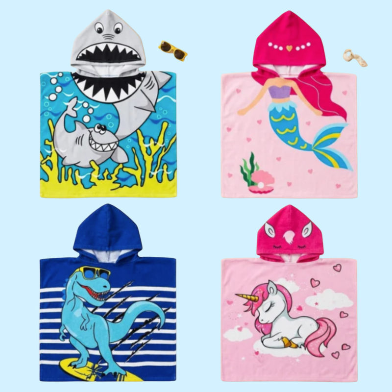 TibaToes™ Kids Hooded Beach Poncho Towel (3-8 years)