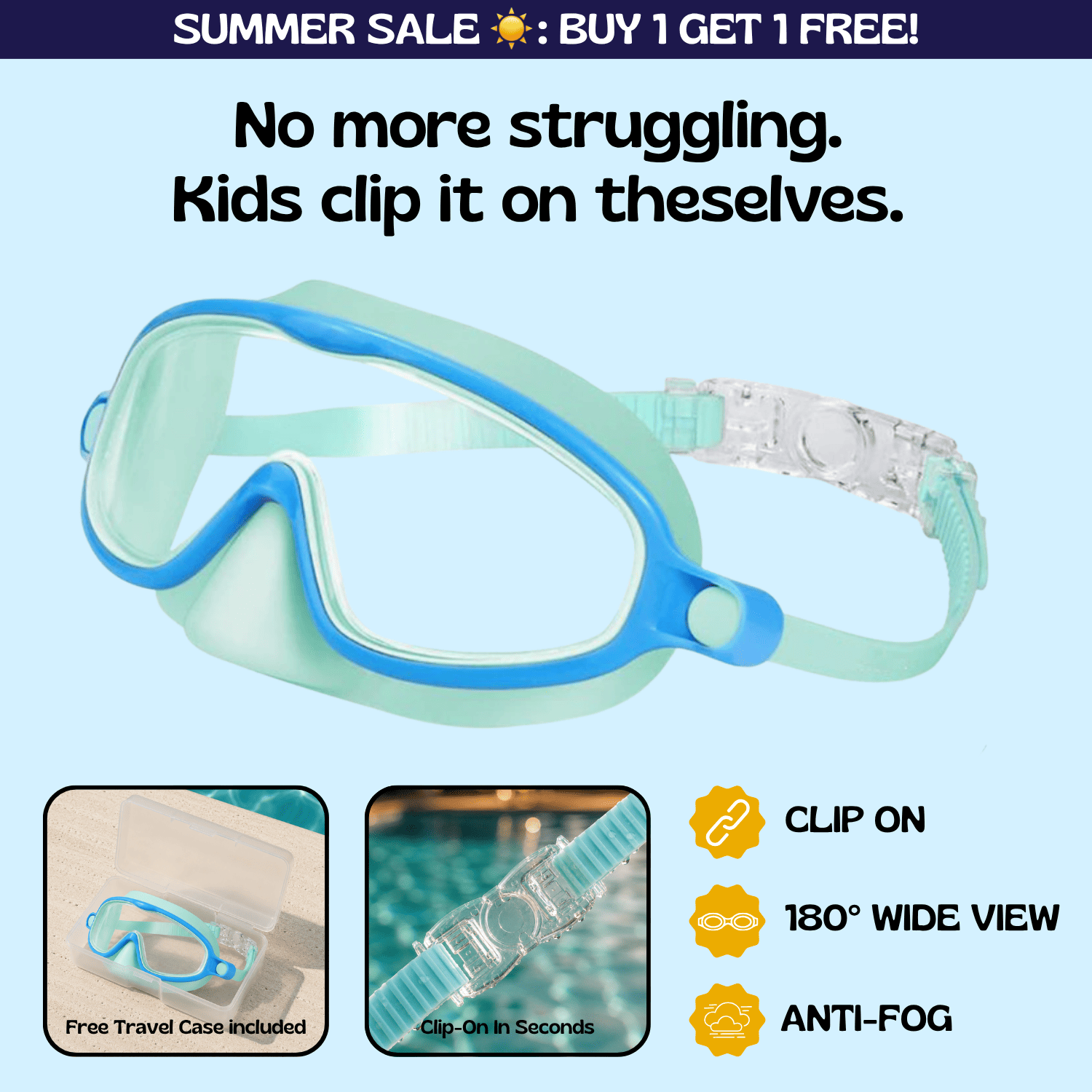 TibaToes™ Clip-On Swim Goggles