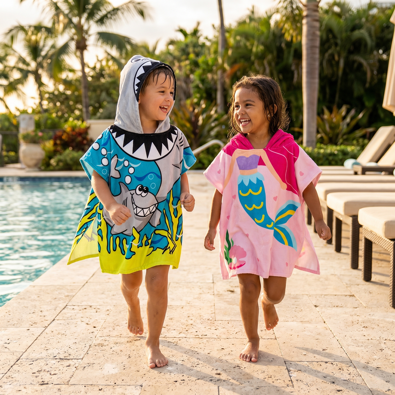 TibaToes™ Kids Hooded Beach Poncho Towel (3-8 years)