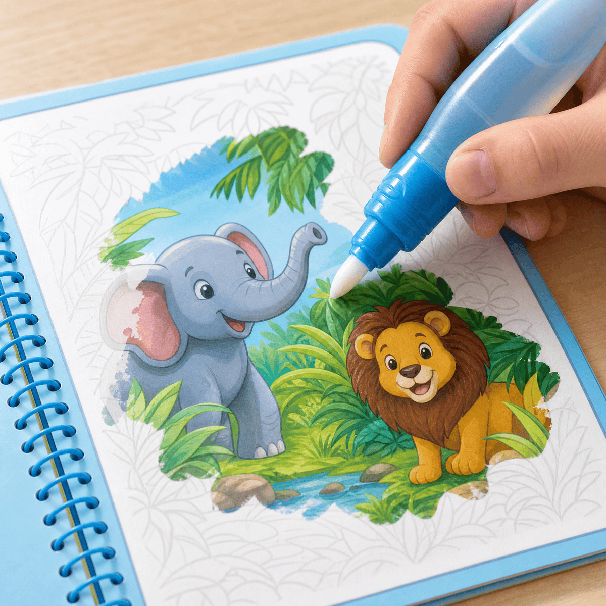 Colors appearing as a toddler paints with water