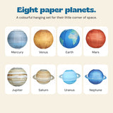 Overview of the eight paper lantern designs: Mercury, Venus, Earth, Mars, Jupiter, Saturn, Uranus and Neptune.