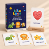 My First affirmation deck with yellow Everyday Confidence subtitle, version name on the box side, sample cards and wooden stand. Product design mockup.