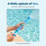 Pump the handle to send water spraying. For supervised water play.
