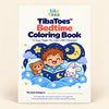 TibaToes™ Bedtime Coloring Book, product on a clean warm beige background.