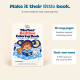 A personalised name space on the cover and 10 bedtime-inspired colouring pages.