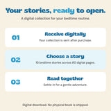 Digital delivery, choosing from ten stories and reading together. No physical book is shipped.