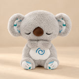 Classic Koala Breathing Buddy with a blue spiral on its white belly.