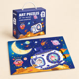 Space Adventure (24 pieces) puzzle with its matching carry box on a warm beige background
