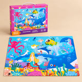 Ocean Animals (100 pieces) puzzle with its matching carry box on a warm beige background