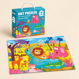 African Animals (48 pieces) puzzle with its matching carry box on a warm beige background