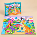 Dinosaur World (100 pieces) puzzle with its matching carry box on a warm beige background